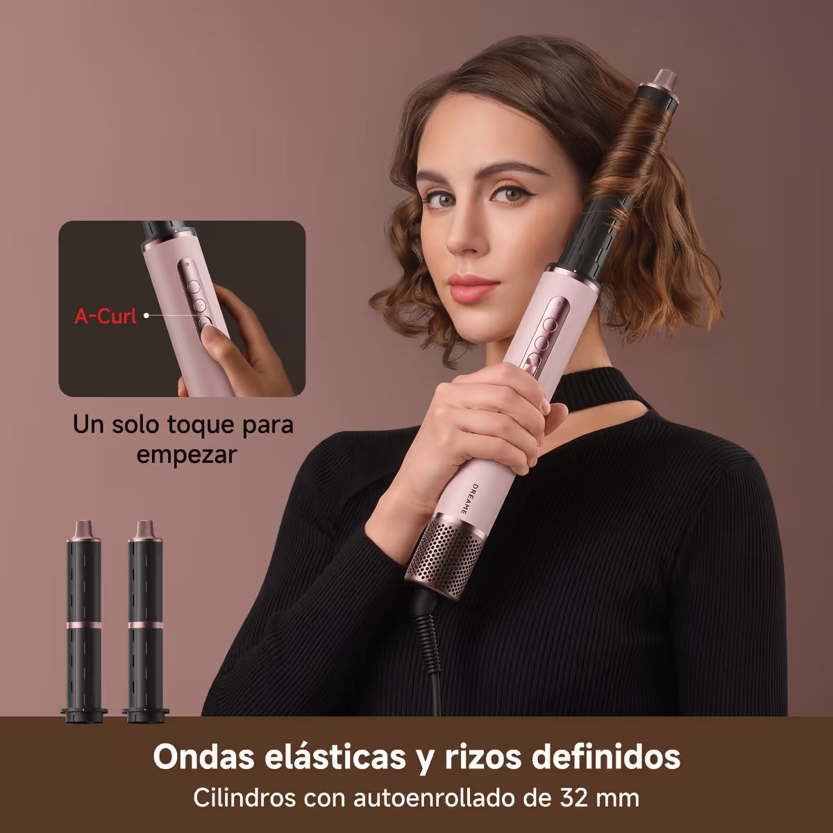 Función A-Curl de un solo toque con cilindros autoenrollantes de 32 mm del Dreame AirStyle Pro HI - Ferretería La Palma - 1850006