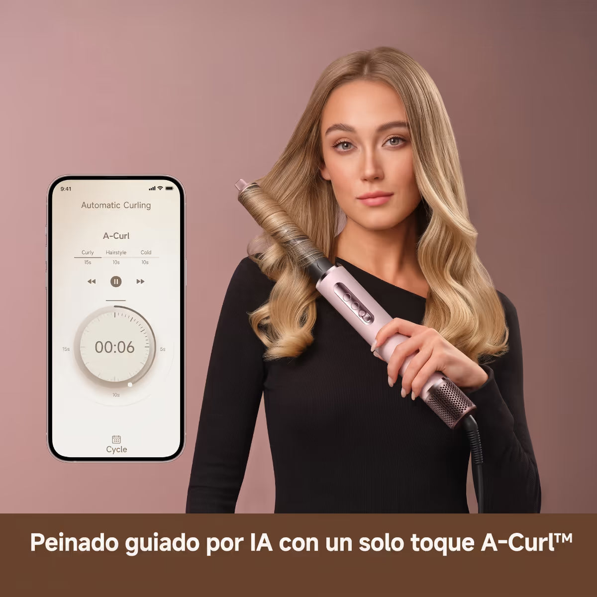 Rutina de rizado A-Curl con IA controlada desde la app en el Dreame AirStyle Pro HI - Ferretería La Palma - 1850006