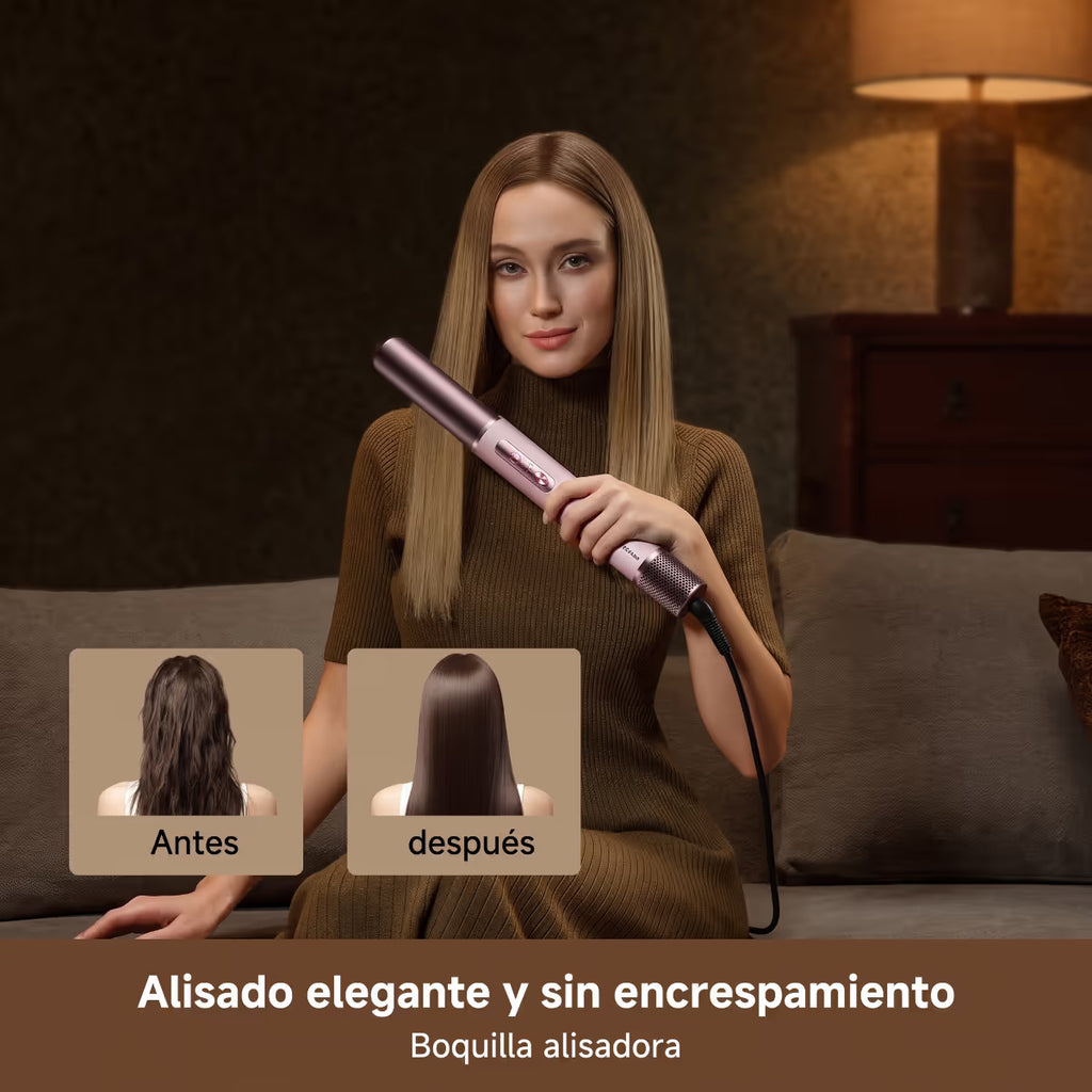 Antes y después de alisado con Dreame AirStyle Pro HI: cabello liso, brillante y sin frizz - Ferretería La Palma - 1850006