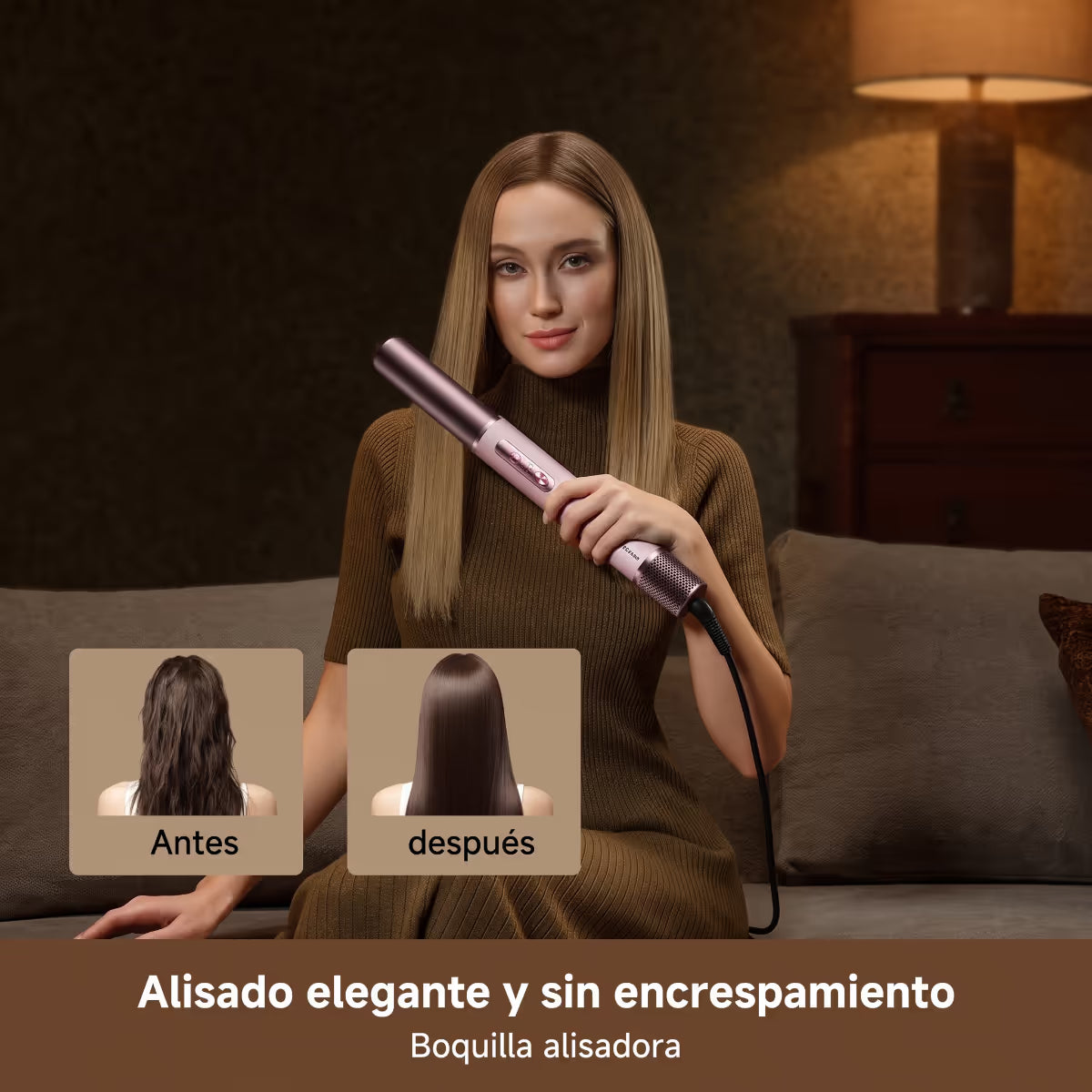 Antes y después de alisado con Dreame AirStyle Pro HI: cabello liso, brillante y sin frizz - Ferretería La Palma - 1850006