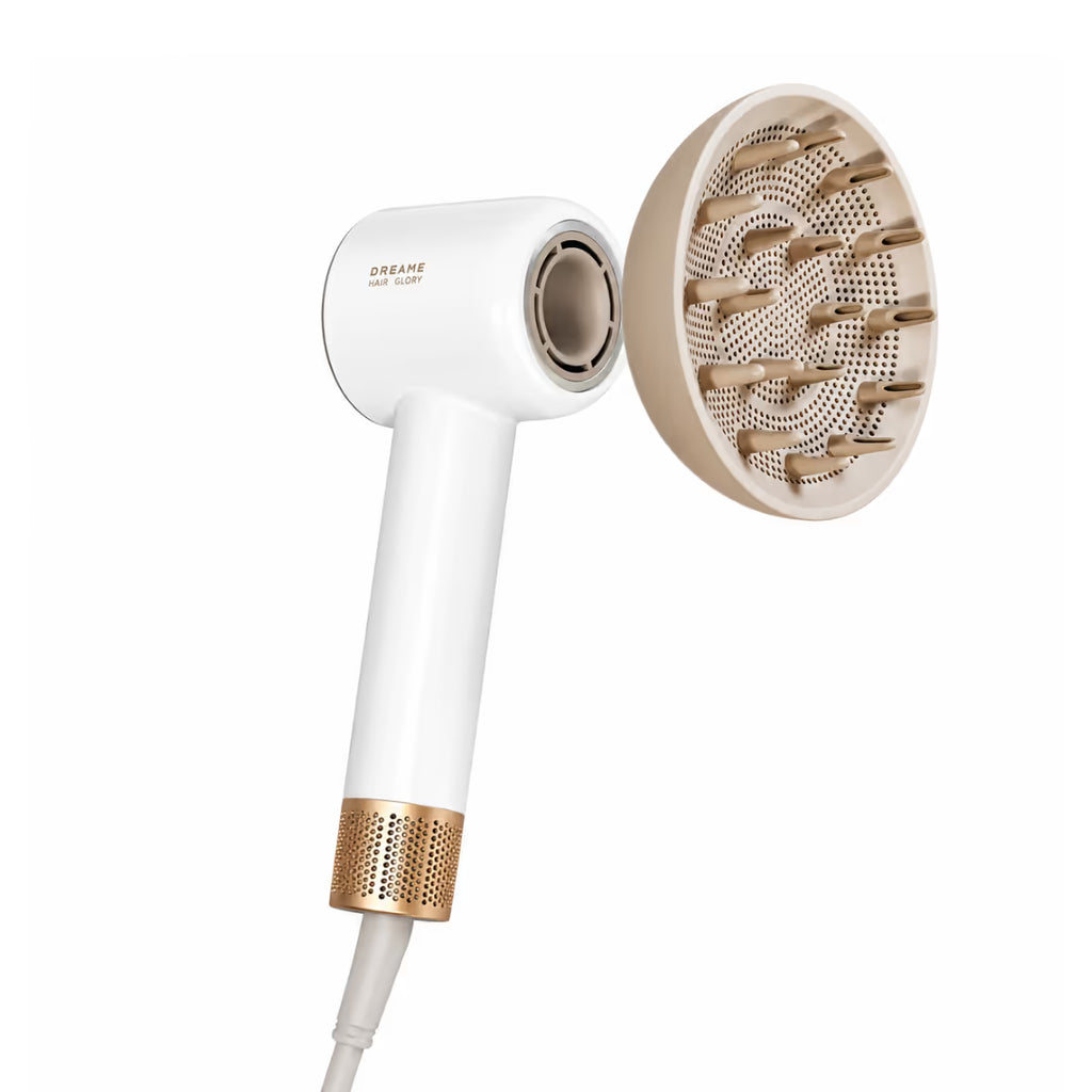 Secador de pelo Dreame Hair Glory AHG20W blanco con boquilla difusora magnética para definir y conservar rizos naturales - Ferretería La Palma - 1850014