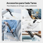 Accesorios de la aspiradora Dreame VBP20-B en uso: hendiduras, soplado, teclado, asientos de carro e inflado - Ferretería La Palma - 1850168