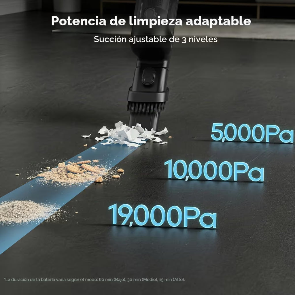 Aspiradora Dreame VBP20-B con 3 niveles de succión ajustable: 5,000, 10,000 y 19,000 Pa - Ferretería La Palma - 1850168