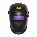 Casco de soldar ESAB A20 vista frontal, careta fotosensible con logo ESAB y perillas de ajuste laterales - Ferretería La Palma - 1440026