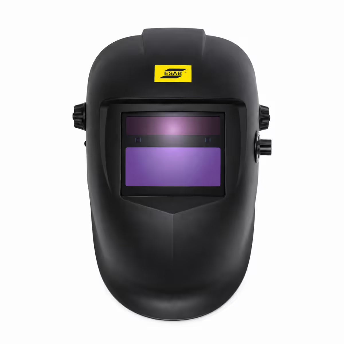 Casco de soldar ESAB A20 vista frontal, careta fotosensible con logo ESAB y perillas de ajuste laterales - Ferretería La Palma - 1440026