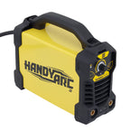 Soldadora inversora portátil ESAB HandyArc 132i DV en amarillo con perilla selectora de amperaje y agarradera negra - Ferretería La Palma - 1430038