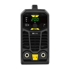 Vista frontal de soldadora ESAB Rogue ES245i con pantalla de amperaje, perilla de ajuste y terminales de conexión positivo y negativo - Ferretería La Palma - 1430085