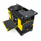 Soldadora generador ESAB Ruffian EMP 270G EDW con paneles laterales y superior abiertos mostrando motor Kohler y componentes internos - Ferretería La Palma - 1430099