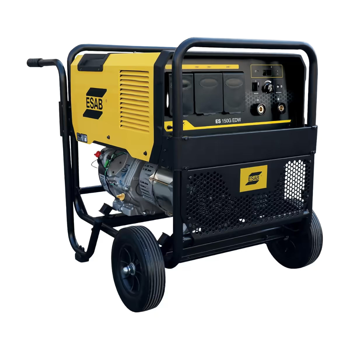 Soldadora generador ESAB Ruffian ES150G EDW con motor a gasolina Kohler, ruedas industriales y panel de tomas eléctricas - Ferretería La Palma - 1430055