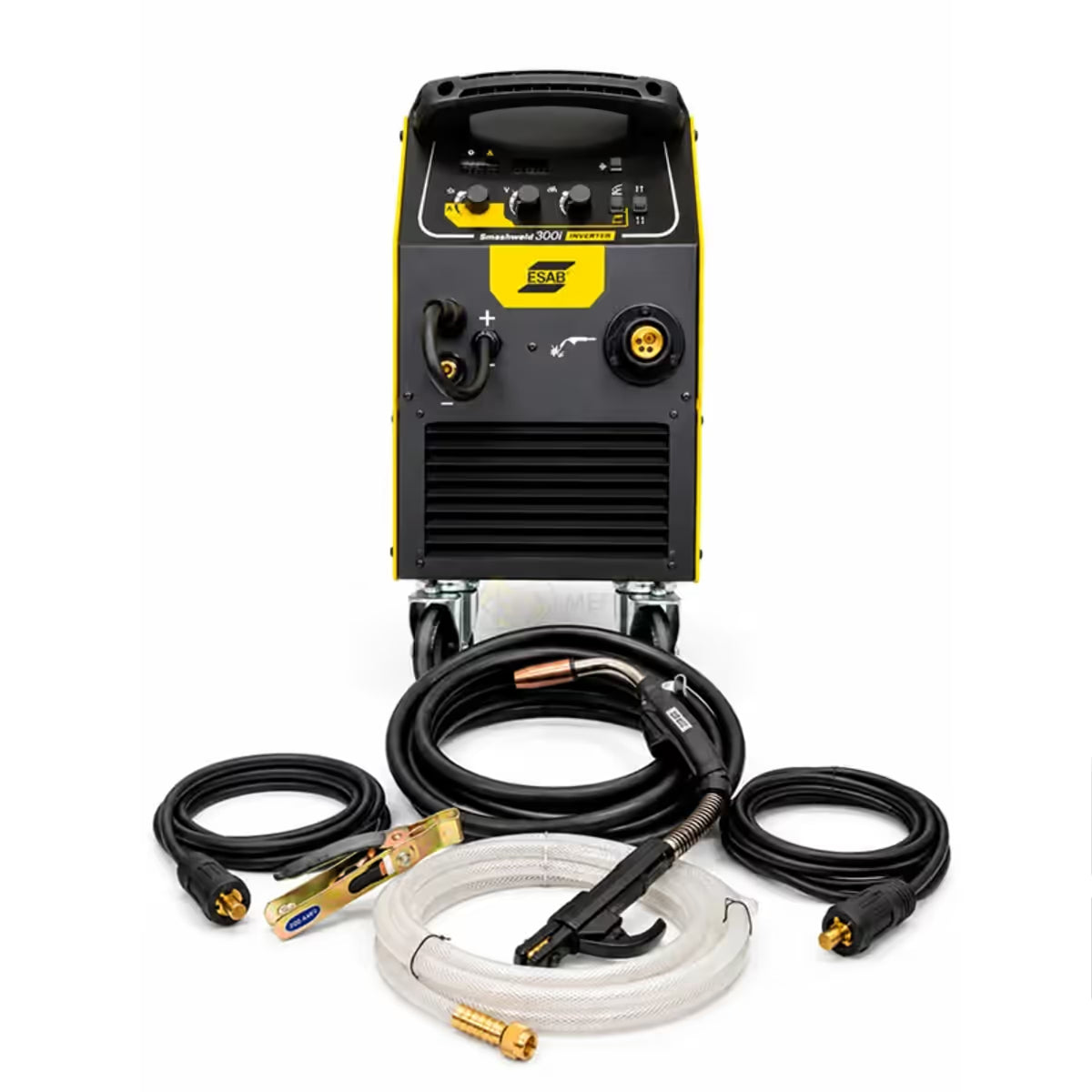 Kit completo de soldadora ESAB Smashweld 300i con antorcha MIG, cable de tierra con pinza y manguera de gas incluidos - Ferretería La Palma - 1430028