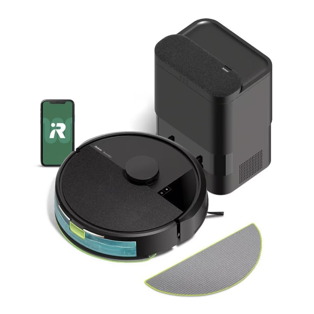 Robot aspiradora y trapeadora iRobot Roomba 105 Combo negro con base AutoEmpty, app Roomba Home y mopa de microfibra - Ferretería La Palma - 1610207