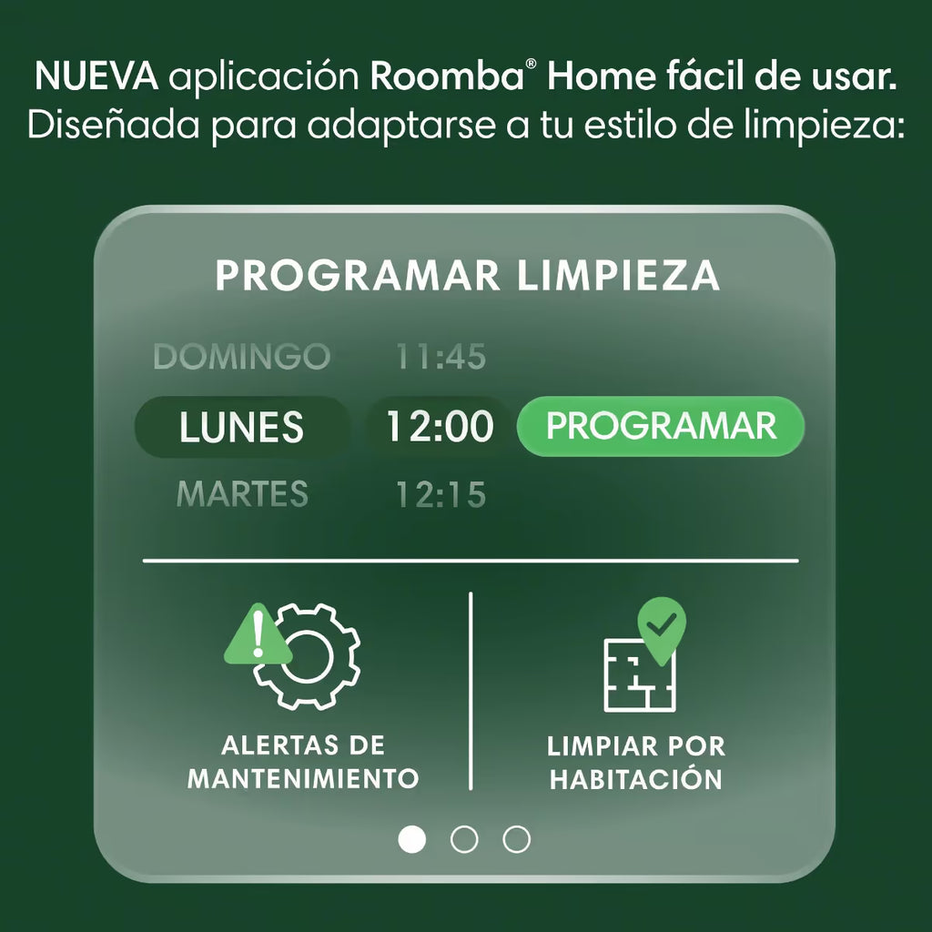 App Roomba Home para programar la limpieza del Roomba 105 Combo, con alertas de mantenimiento y limpieza por habitación - Ferretería La Palma - 1610207