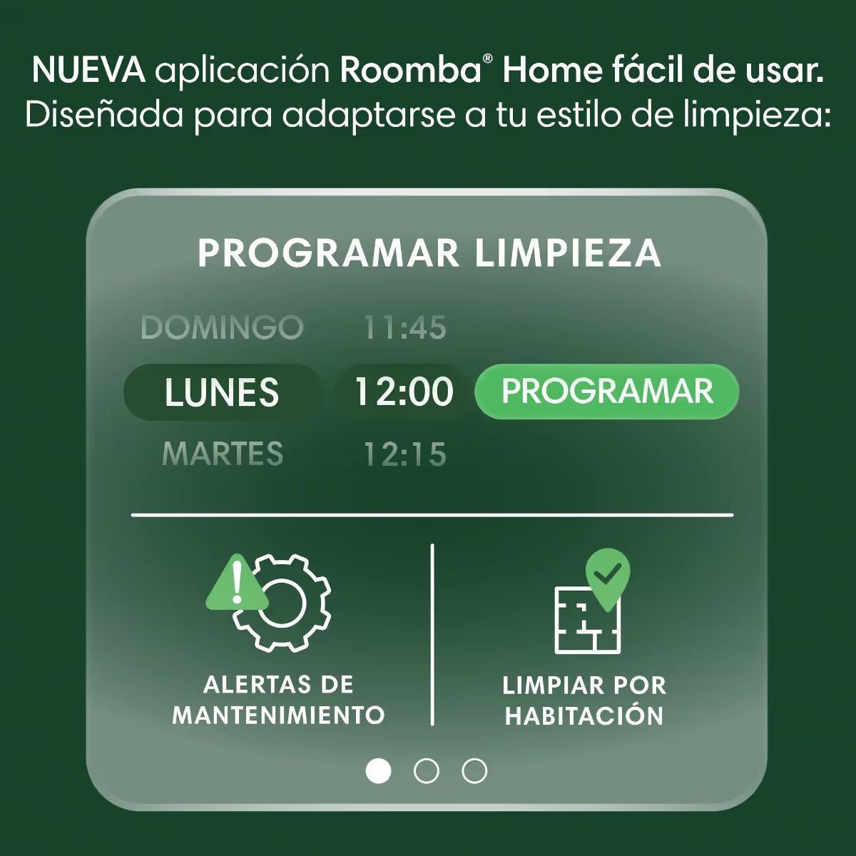 App Roomba Home para programar la limpieza del Roomba 105 Combo, con alertas de mantenimiento y limpieza por habitación - Ferretería La Palma - 1610207