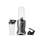 Extractor de nutrientes Nutribullet Ultra 1200W mostrando los vasos intercambiables, las aspas y tapas portátiles vacíos sobre fondo blanco - Ferretería La Palma - 1690110