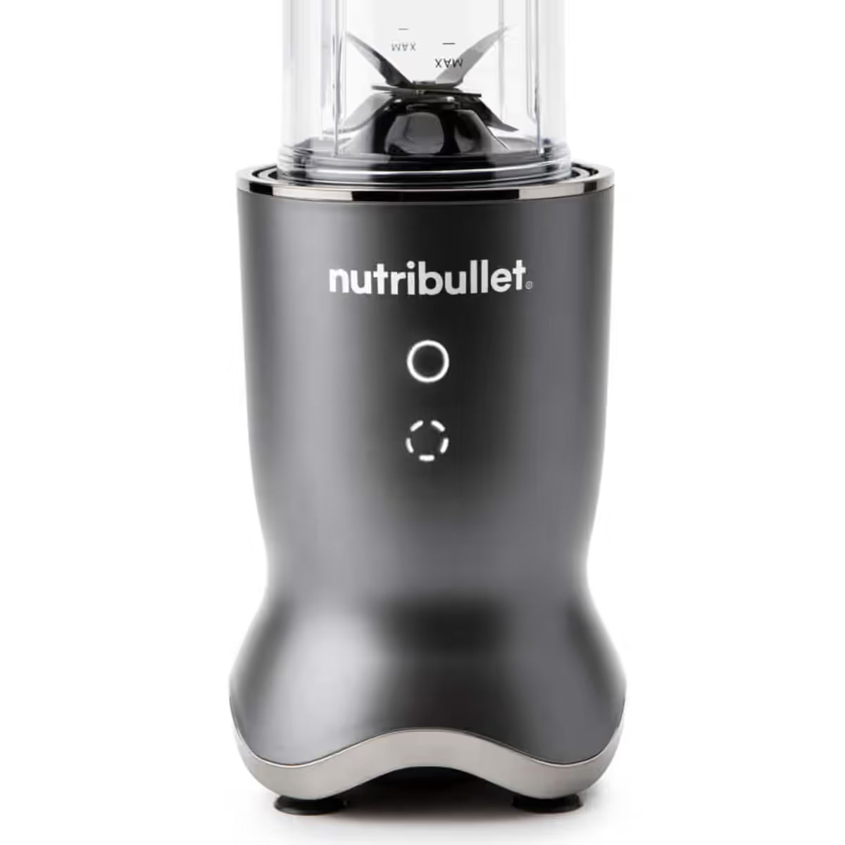 Primer plano de la base motorizada Nutribullet Ultra 1200W mostrando a detalle la interfaz táctil iluminada y las aspas sobre fondo blanco - Ferretería La Palma - 1691110