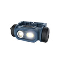 Lámpara LED industrial Scangrip HORIZON para casco de seguridad mostrando su diseño frontal con focos duales encendidos sobre fondo blanco - Ferretería La Palma - 1870003