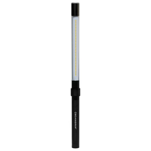 Vista frontal de la lámpara de inspección LED tipo barra Scangrip LINE LIGHT C+R colocada verticalmente sobre fondo blanco - Ferretería La Palma - 1870007
