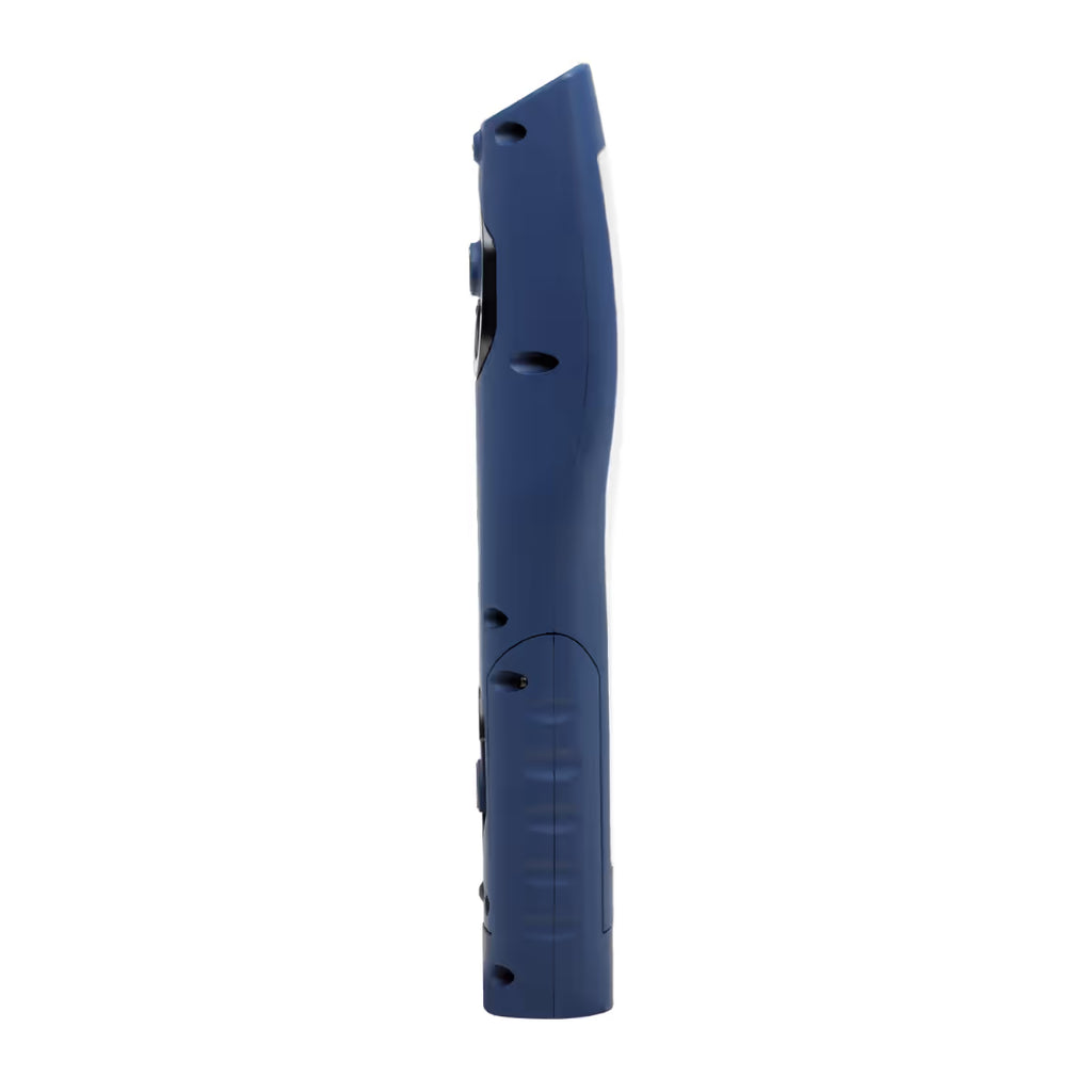 Vista de perfil lateral de la lámpara de mano LED recargable Scangrip MAG mostrando su grosor y diseño ergonómico sobre fondo blanco - Ferretería La Palma - 1870000