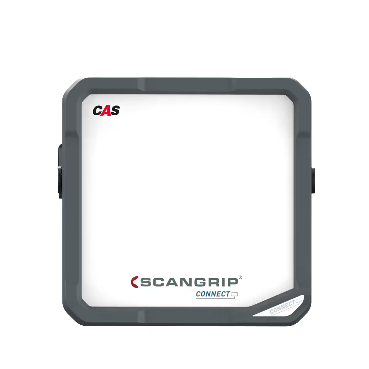 Vista frontal del reflector LED Scangrip VEGA 4 CONNECT mostrando su panel difusor blanco y logotipo sobre fondo blanco - Ferretería La Palma - 1870013