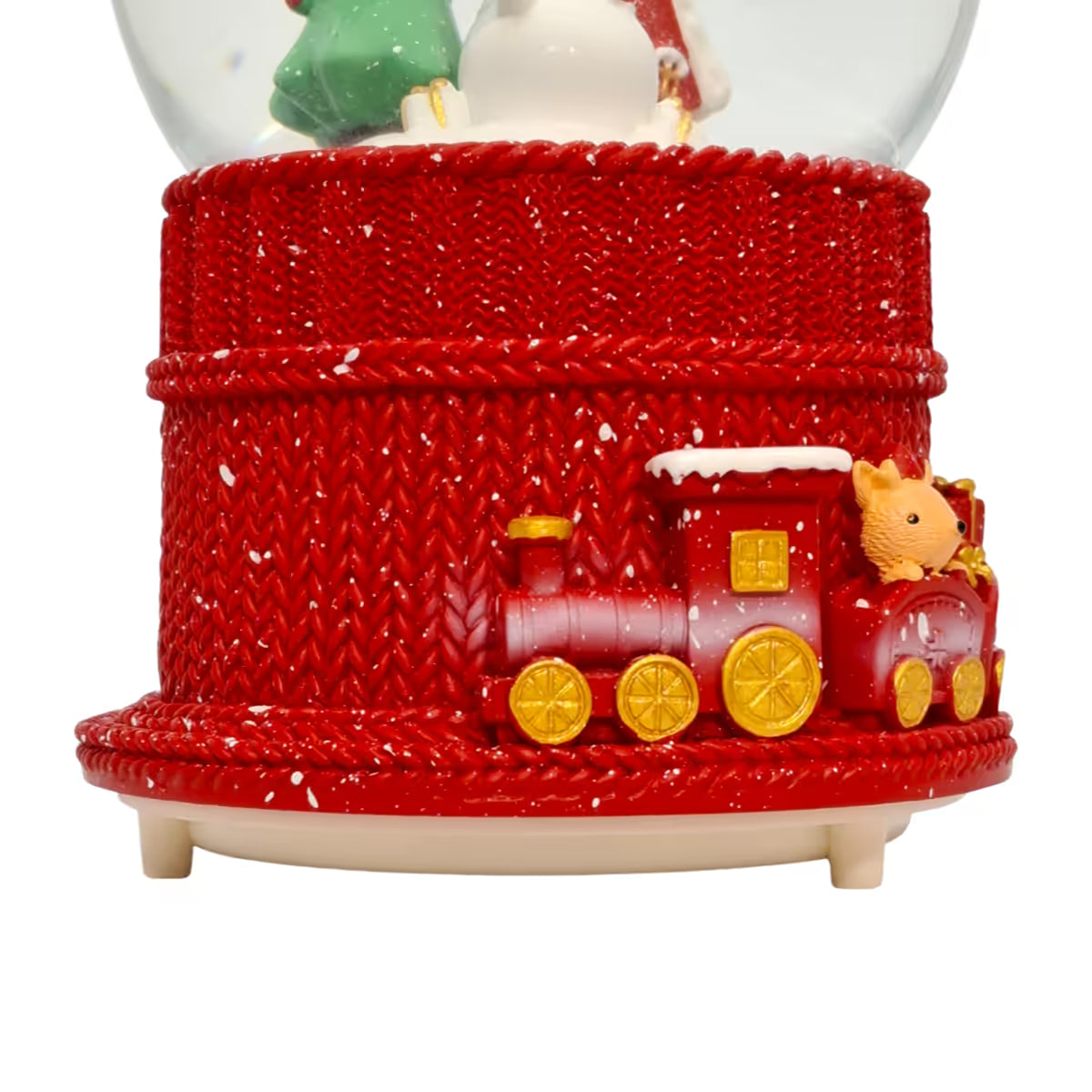 Primer plano de la base con tren y vagones con regalos de la bola de nieve  navideña Starlights Muñeco de Nieve - Ferretería La Palma - 1800001