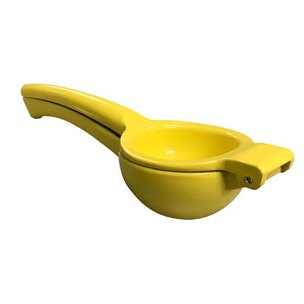 Exprimidor de limones manual Victoria de aluminio fundido esmaltado color amarillo, diseño de prensa resistente con mango largo para facilitar el uso doméstico - Ferretería La Palma - 1050001