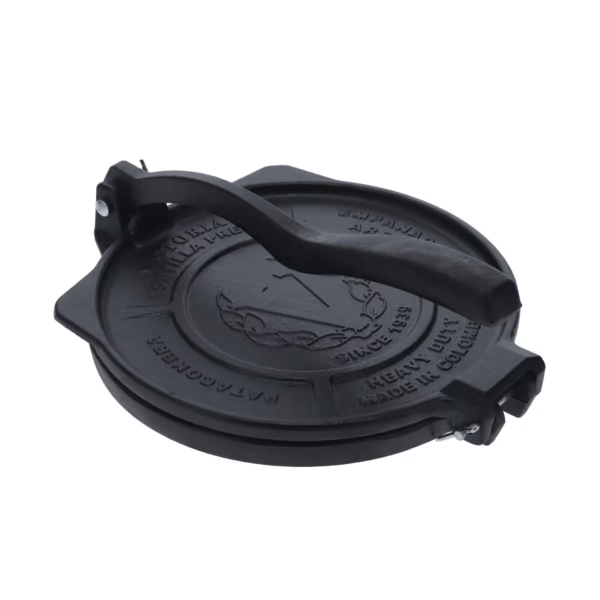 Tortillero Victoria Heavy Duty de 20 cm (8 pulgadas) en hierro fundido negro con mango ergonómico y grabados de marca en la tapa - Ferretería La Palma - 1050146