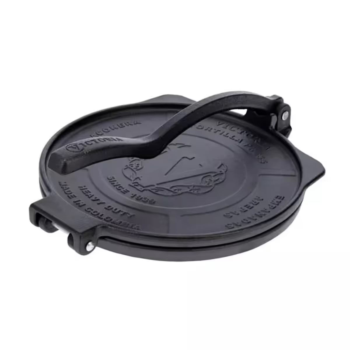 Tortillero Victoria Heavy Duty de 25cm en hierro fundido negro cerrado con mango reforzado y logos grabados - Ferretería La Palma - 1050100