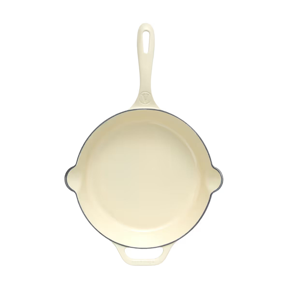 Sartén Victoria White Sable de 28 cm en hierro fundido esmaltado beige con mango largo y asa auxiliar - Ferretería La Palma - 1050142