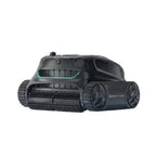 Robot limpiafondos Wybot S2 Vision, con cámara frontal de alta precisión, indicadores LED laterales color turquesa, orugas de tracción de alto agarre y chasis aerodinámico negro - Ferretería La Palma - 1880003